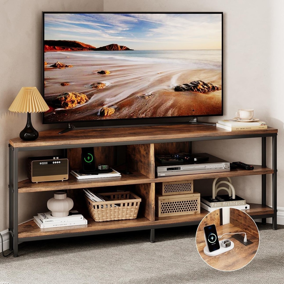 Corner TV Stand W/ Power Outlet Corner TV Stand 32 43 50 55 60