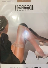 Wolford Day & Night 10 Stay-ups Color: Black Size: Small 21644