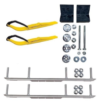 C&A Pro Yellow Razor Snowmobile Skis w/ 9'' Shaper Bars Complete Kit Yamaha