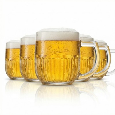 6x Budweiser Bier Glas 0,5l Krug Relief Kontur Gläser Budvar Tschechien Seidel