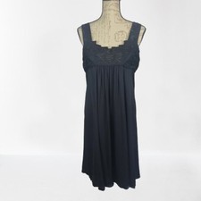 Elie Tahari Tara Beaded Little Black Silk Cocktail Dress Women's Lg