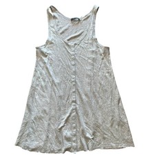 Alice + Olivia Linen Dress Small Sleeveless Metallic Snap Front Back Lightweight