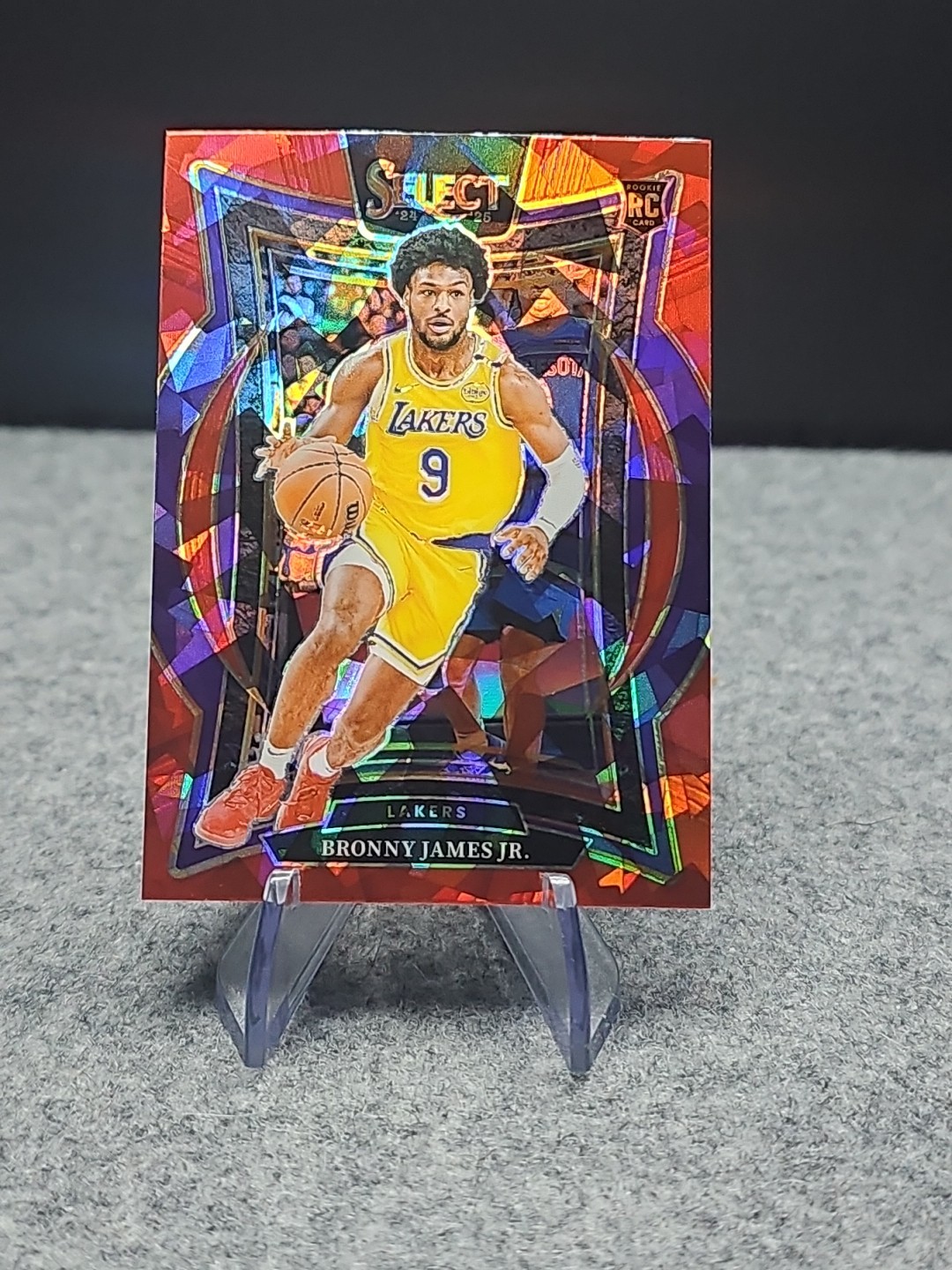 2024-25 Panini Select - Concourse Bronny James #90 Red Cracked Ice Prizm (RC)