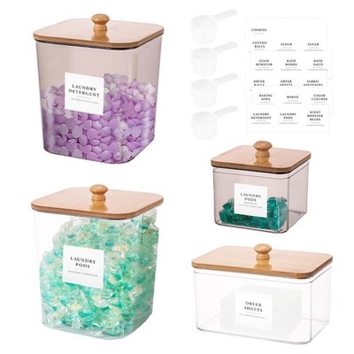 4 Pack Laundry Pods Container,Clear Dryer Holder & Laundry Room Organization ...