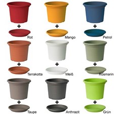 Blumentopf und Untersetzer 12 Größen 9 Farben Blumentöpfe Pflanztöpfe Kübel Topf