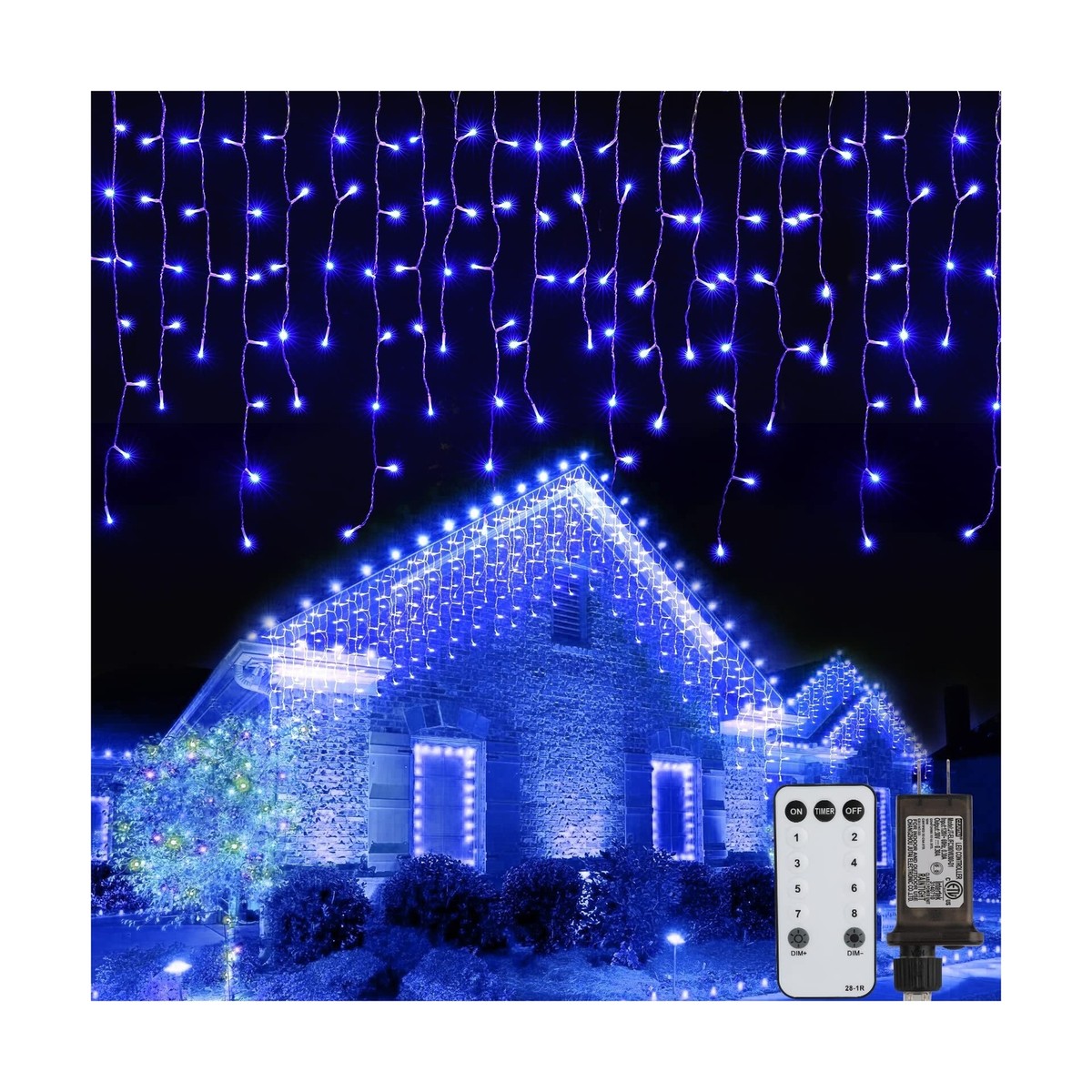 Blue Christmas Lights, 66Ft 736 LED Blue Icicle Lights Outdoor with 138  Drops... | eBay Brightown, image size:1200x1200