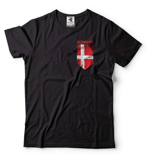 Mens Denmark Pocket Flag Shirt Danish Flag Tee Danish Patriotic Gift Shirt - 第 1/8 張圖片