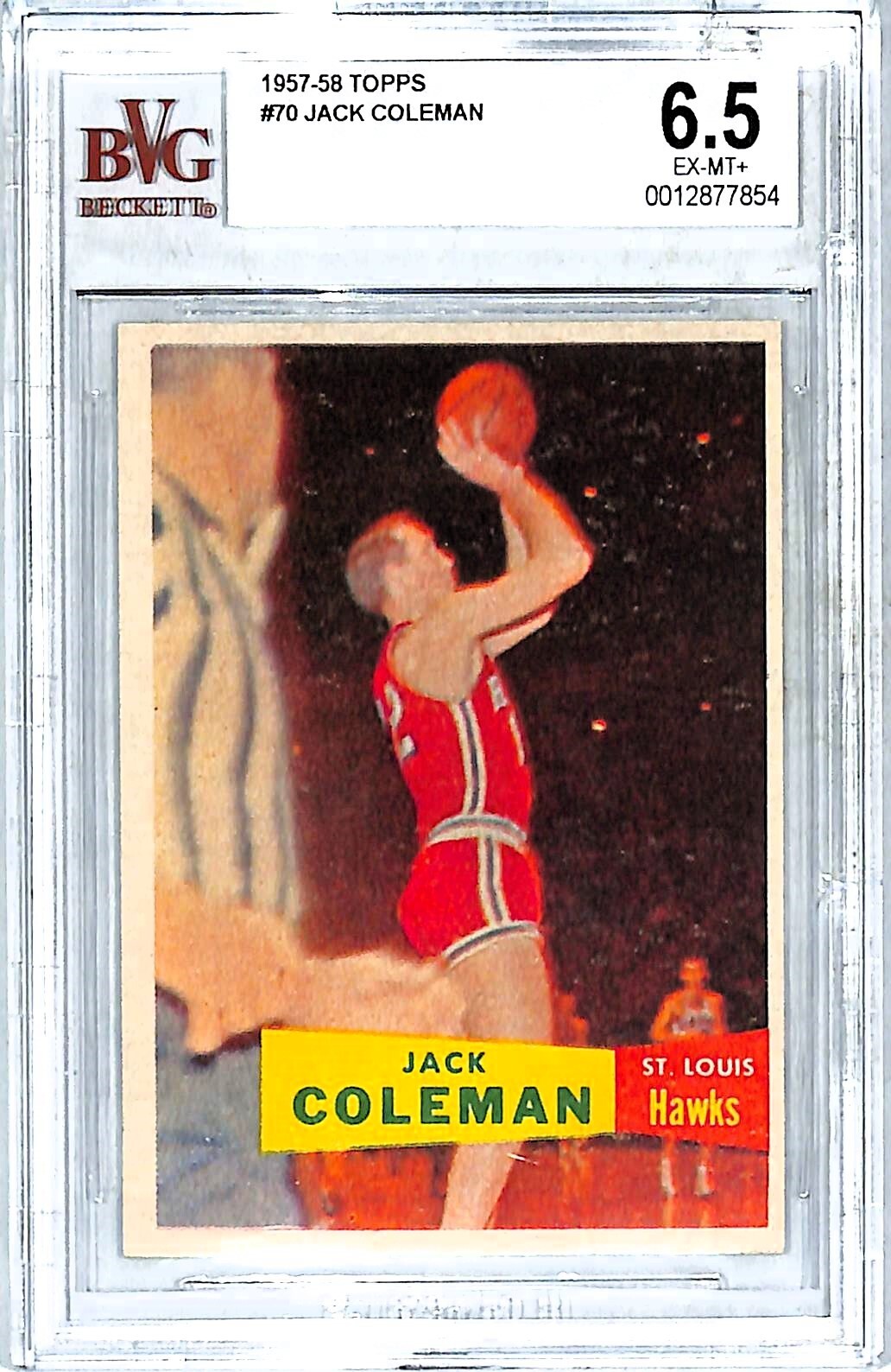 1957 Topps Basketball Card #70 JACK COLEMAN St Louis Hawks BVG 6.5 EX-MT+
