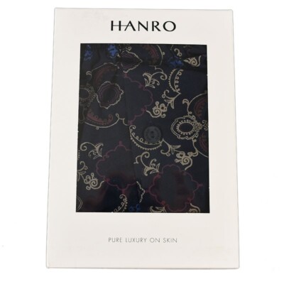 HANRO Men Dark Blue VELVET TENDRILS Woven Cotton Boxer Short Underwear SMALL NIB