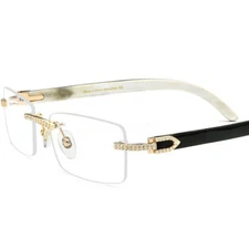 Luxury Natural Buffalo Horn Eyeglass frames Rimless Jewels Glasses RX able