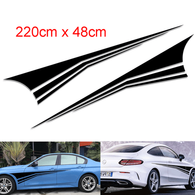 2x stylish car sticker long side stripe auto body decoration graphic decal black ebay ebay