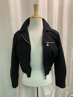 TK Style Boutique Jacket Coat Cropped Womens Size M Black Lined