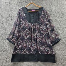 Vintage SUZANNE GRAE Womens Dress Size 14 Grey Icory Burgundy Paisley 3/4 Sleeve