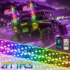 2FT Spiral LED Fat Whip Lights Antenna RGB Chasing For Can-am X3 RZR UTV ATV 1X