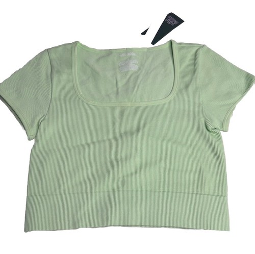 Camiseta corta Wild Fable para mujer talla M manga corta sin costuras verde neón - Imagen 2 de 8