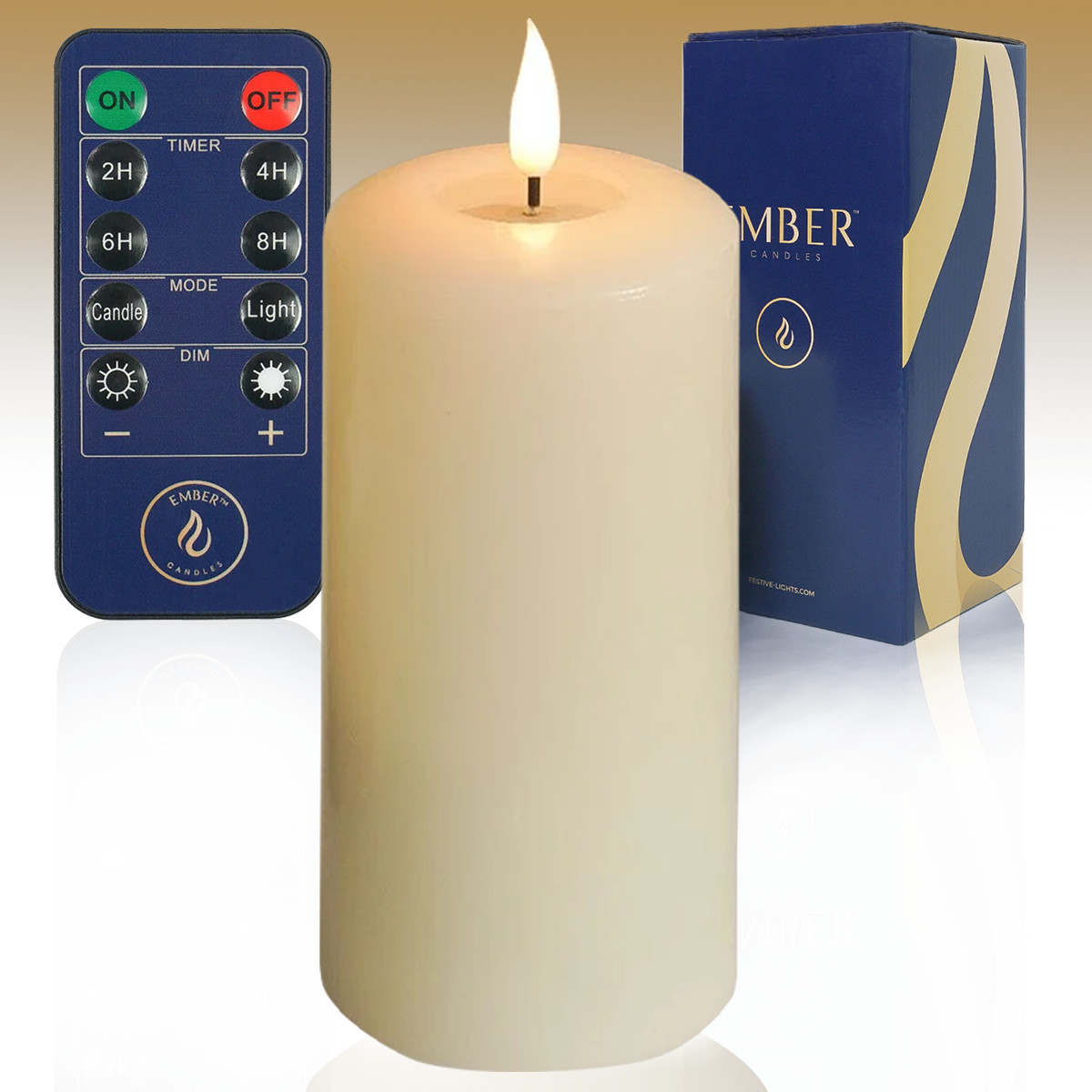 EMBER™ LED Candle Flameless Flickering Signature Ivory Battery Powered 15cm