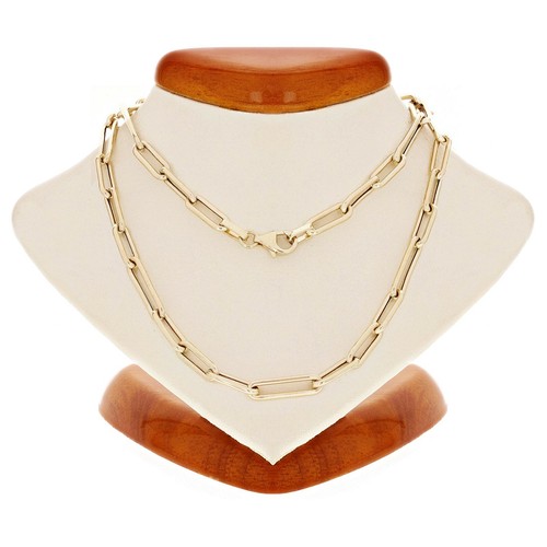 Italian 14k Yellow Gold Hollow Paper Clip Chain Necklace 18" 4mm 6.1 grams - Picture 2 of 5