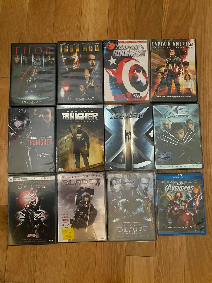 MARVEL 11 DVD 1 BLU-RAY LOT AVENGERS XMEN CAPTAIN AMERICA PUNISHER IRON MAN THOR