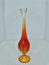 HTF Vintage MCM Viking Glass 10 Mini Epic 6 Petal Swung Vase Persimmon Stunning