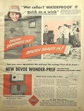 Devoe Wonder-Pruf Paint Waterproof Masonry Finish Basement Vintage Print Ad 1956