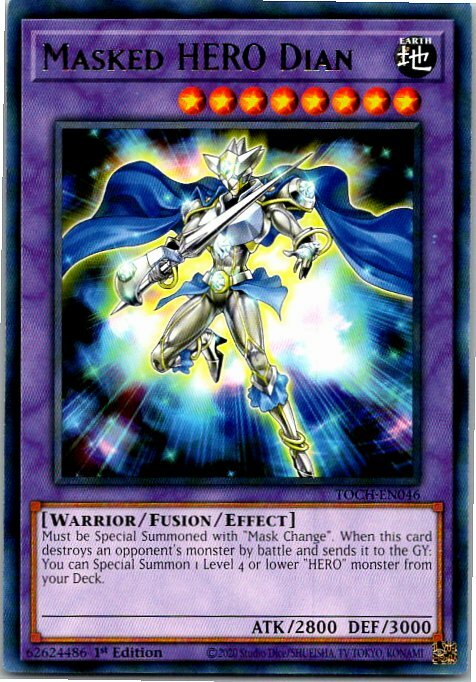 TOCH-EN046 Masked HERO Dian Rare 1st Edition Mint YuGiOh Card
