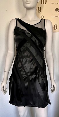 Karen Millen Satin and Velvet Ribbon Corset Dress 12UK