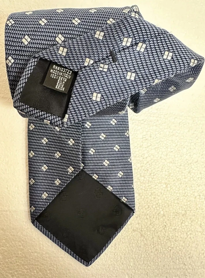 Corbata de cuello de seda azul para hombre Giorgio Armani hecha en Italia Foto 4 de 4