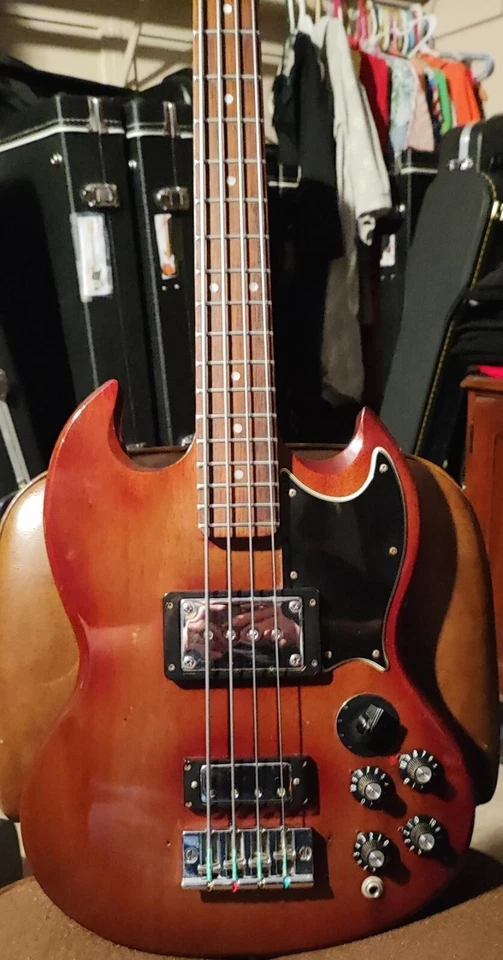 1973» винтажная вишня «GIBSON EB-3» с OHSC серийный #056076 в отличном состоянии - Изображение 2 из 4