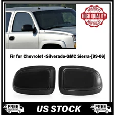 Black Side Mirror Covers Cap Assemblies For 1999-2006 Chevy Silverado GMC Sierra