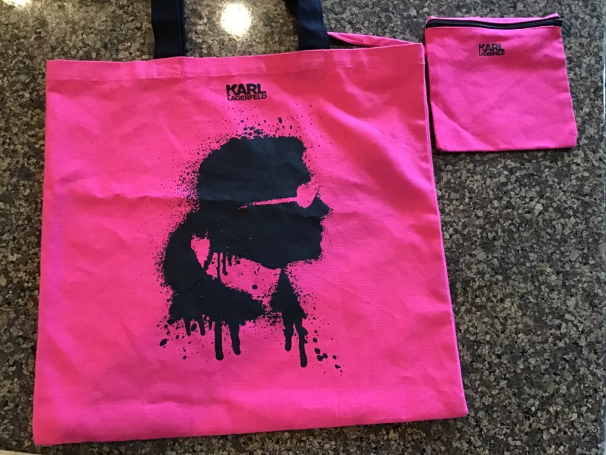 KARL LAGERFELD “KOLOR IS THE NEW BLSCK canvas tote bag - PINK NWOT