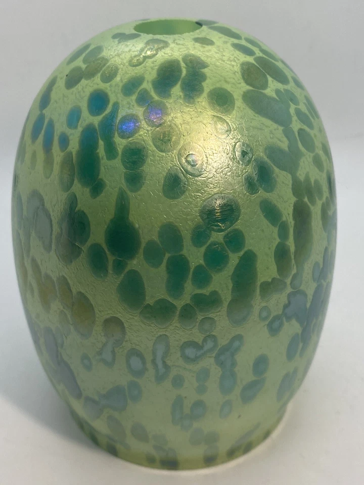 Pendant Light Art Glass Shade Cased Glass Green Blue Opalescent Opaque - Image 3 of 4