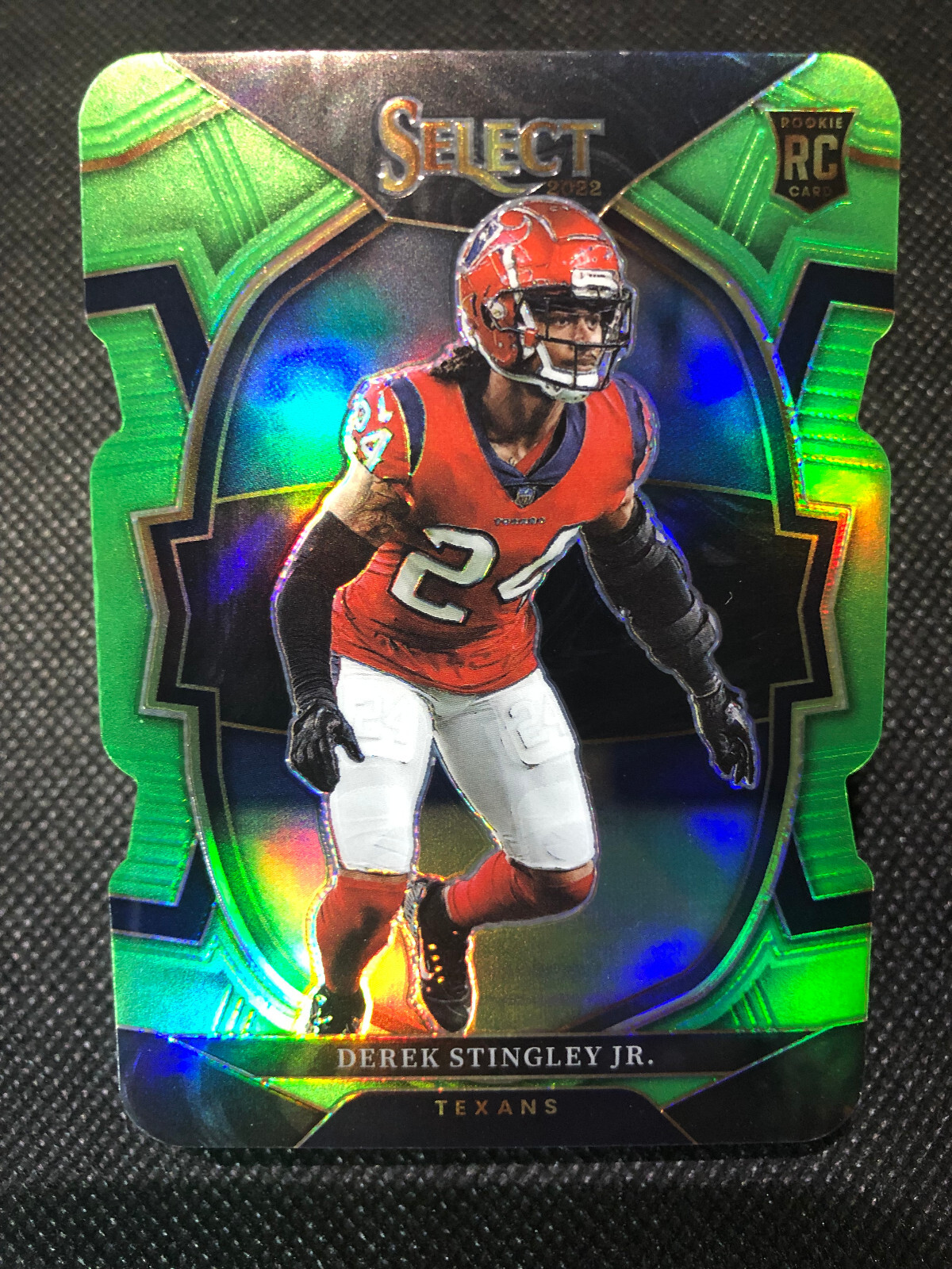 Derek Stingley Jr 2022 Panin Select Neon Green Prizm Die Cut #48 Texans /299