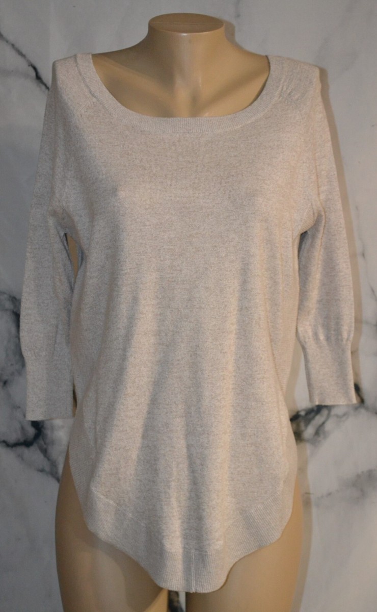 『TEN Vneck Knit GRAY L』 EXPRESS Gray Lightweight VNeck Knit Top XS Laced Back Ribbed
