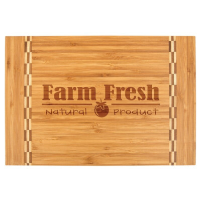 Personalized 15  x 10 1/4  Bamboo Cutting Board with Butcher Block Inlay