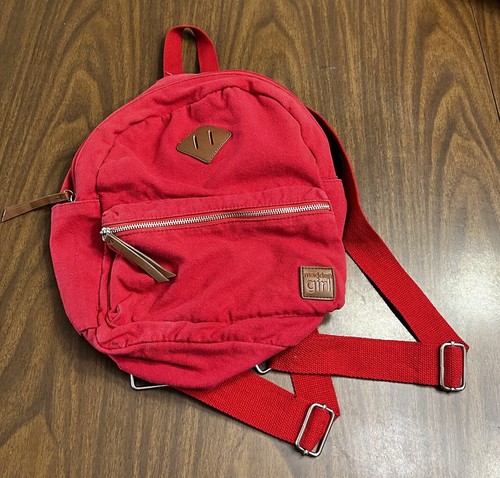 Madden Girl Mini Backpack Crossbody Bag Adjustable Straps Red Canvas 14”