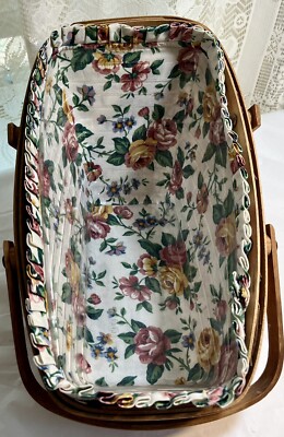 Longaberger 1988 Medium Vegetable Basket #15105 Garden Splendor Fabric Liner