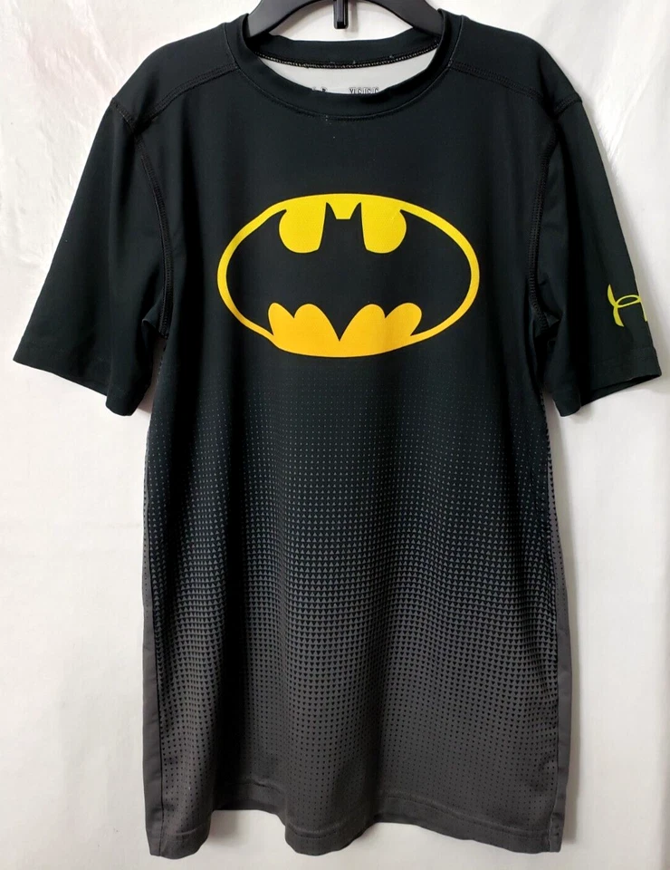 Under Armour DC Comics Shirts L Youth Boys Batman Superman Stretch Heat Gear Top - Image 4 of 4