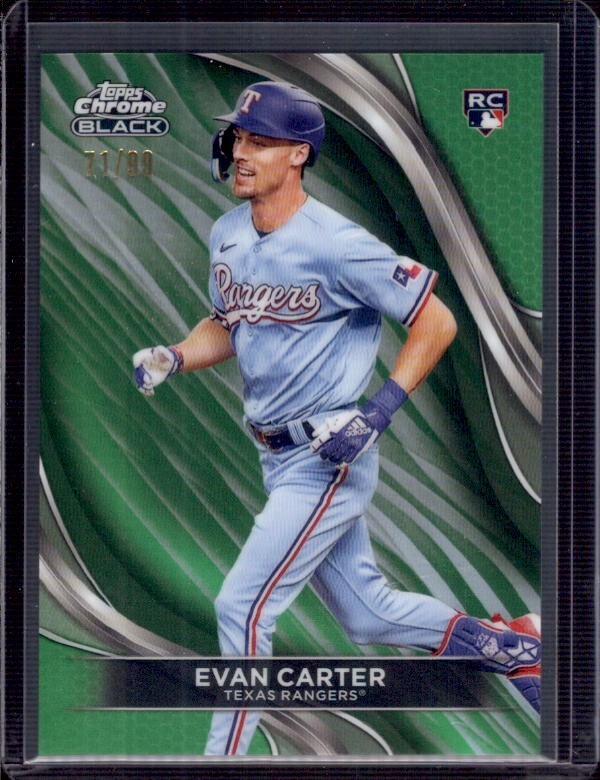 EVAN CARTER 2024 Topps Chrome Black #83 Green Refractor Rookie RC #71/99