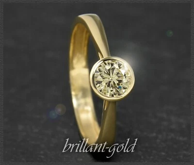 Gold Solitär Ring mit 0,50ct Brillant, zart gelb & Si2; Damenring 585 Gelbgold - Bild 1 von 4