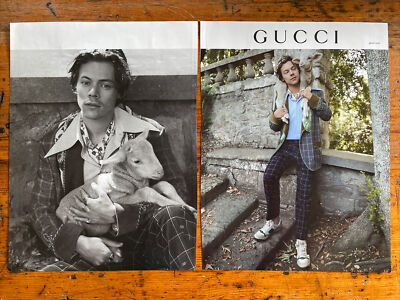 Harry Styles 2018 Print Ad 2 Page Gucci Photo with Lamb Pre Vogue Rolling Stone