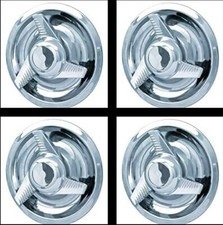 4pcs Chrome Chevy Gm Rally 3 Tri-bar Spinner Wheel Center Hub Caps Rim Trim Ring