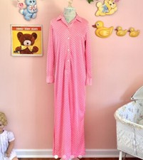 vintage 60s pink gingham maxi nightgown S/M