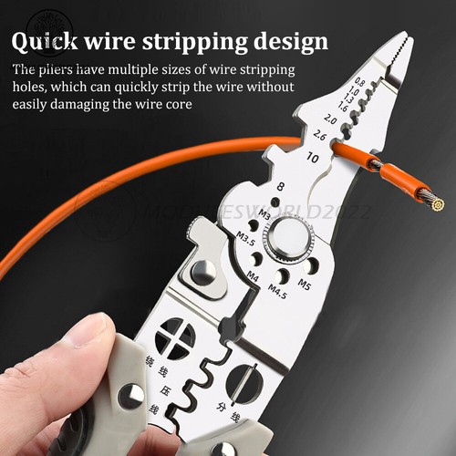 Wire Stripper Pliers Multifunctional Electric Cable Stripper Crimper Cutter Tool - Picture 5 of 14