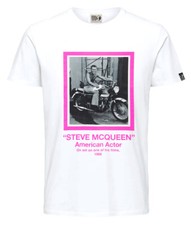 Tee shirt Steve Mc Queen Hero Seven moto homme TR6 Triumph blanc E23107