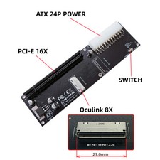 8x Oculink SFF-8612 SFF-8611 to PCIE PCI-Express 16x Adapter with ATX 24p Power