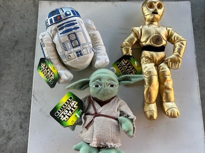 3 Star Wars Buddies Yoda C-3PO R2-D2 (1997) Kenner Toy Plush With Tags