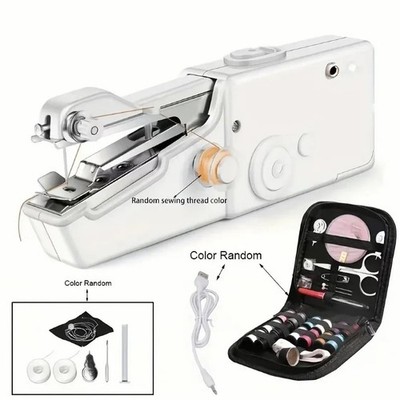 Portable Mini Handheld Sewing Machine Quick Stitch Home Travel White