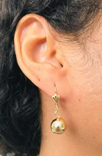 14K Yellow Gold Plated Round Ball Earrings - Gold Ball Leverback Earrings-FBLL10