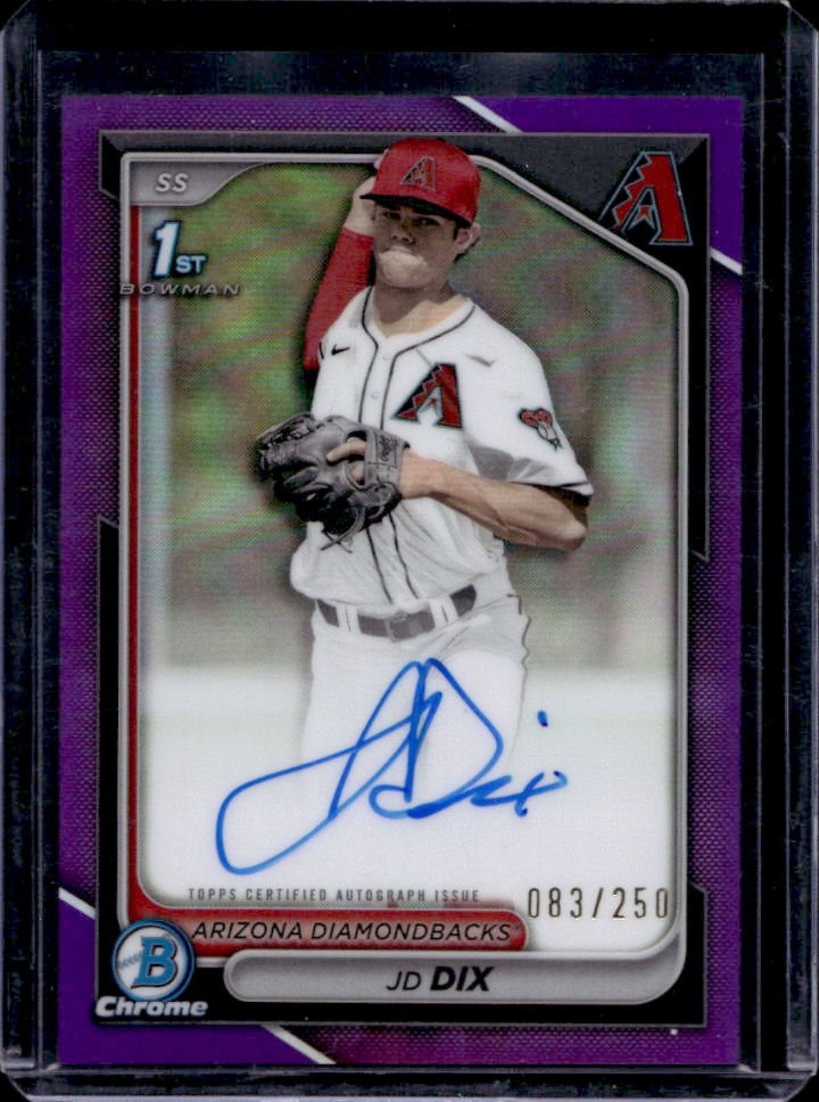 2024 Bowman Draft JD Dix Chrome Auto Purple Refractor 1st #/250 Diamondbacks