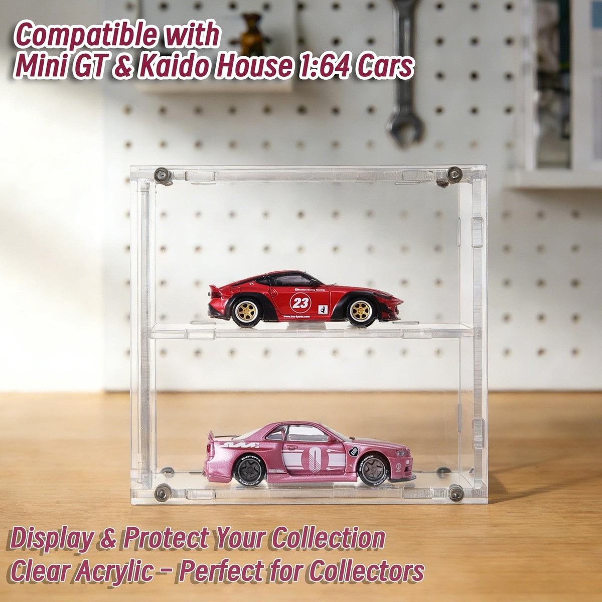 1:64 Diecast Model Car Display Case, Compatible with Mini GT